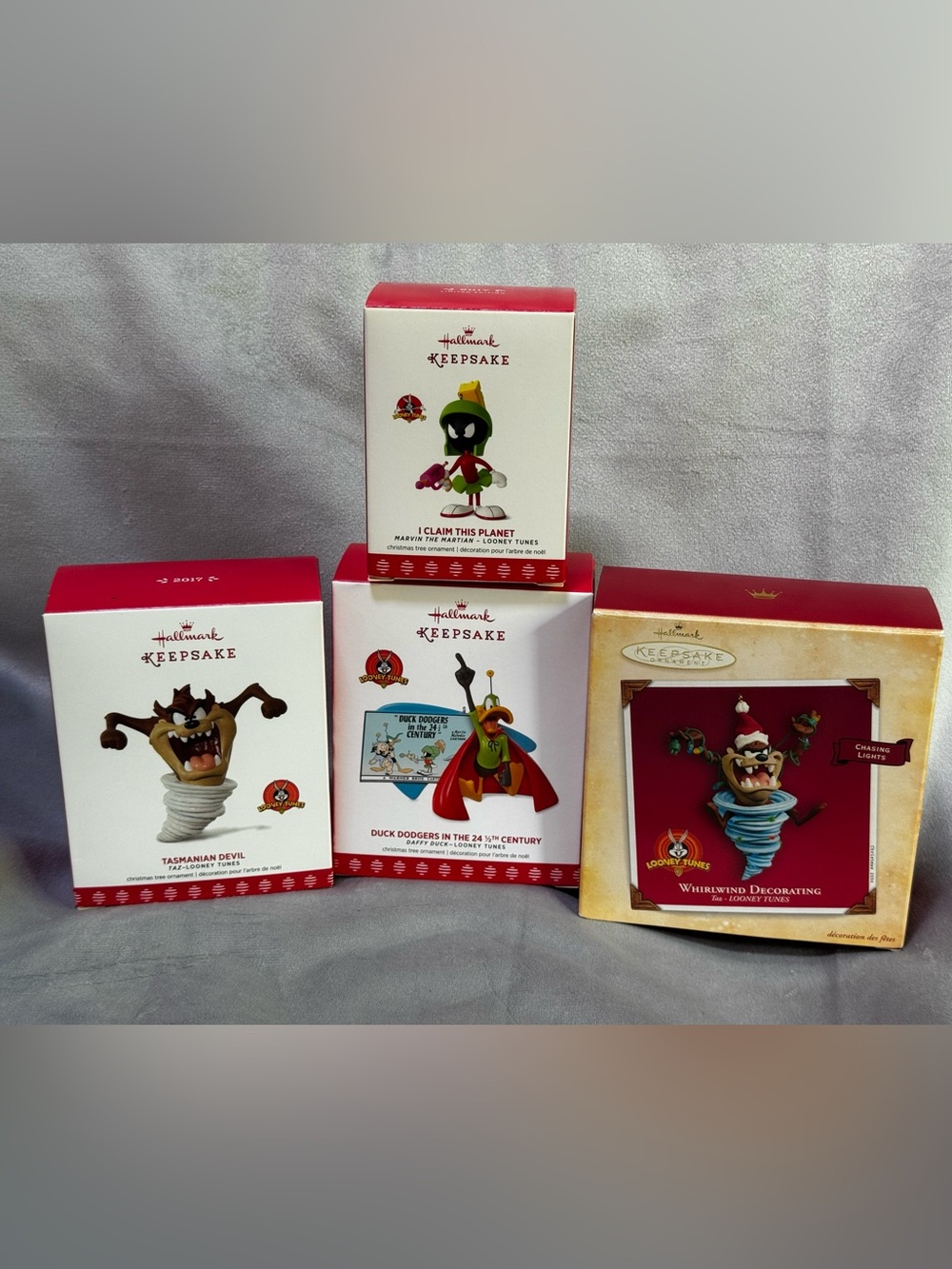 Hallmark Keepsake Looney Tunes Ornaments Marvin,Tasmanian devil, Daffy Duck.